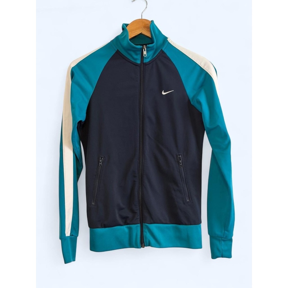 Vintage Nike Athletic Dept Track Jacket Mens M Blue White Colorblock Swoosh